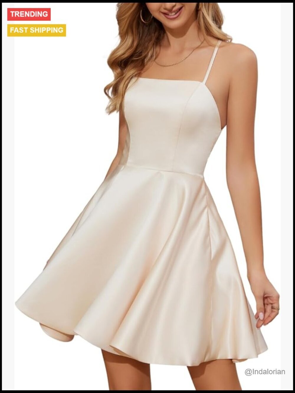 Satin Prom Dress with Pocket and Built-in Bra, A-Line Mini